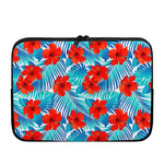 Blue Tropical Hibiscus Pattern Print Laptop Sleeve