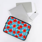 Blue Tropical Hibiscus Pattern Print Laptop Sleeve