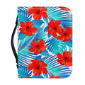 Blue Tropical Hibiscus Pattern Print Leather Bible Cover