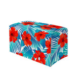 Blue Tropical Hibiscus Pattern Print Leather Tissue Box Cover