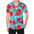 Blue Tropical Hibiscus Pattern Print Men's Shirt