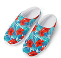 Blue Tropical Hibiscus Pattern Print Mesh Casual Shoes