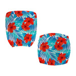 Blue Tropical Hibiscus Pattern Print Office Chair Cover