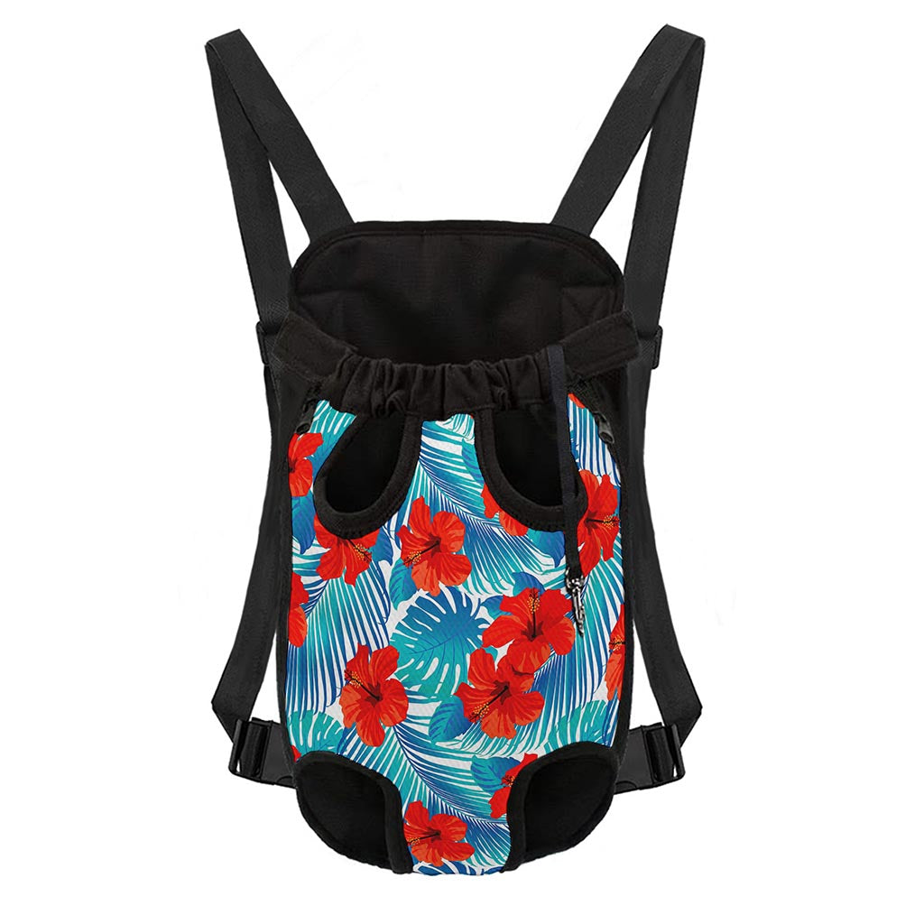 Blue Tropical Hibiscus Pattern Print Pet Carrier Backpack