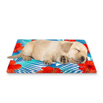 Blue Tropical Hibiscus Pattern Print Pet Cooling Mat Cover
