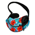 Blue Tropical Hibiscus Pattern Print Pet Sling Carrier