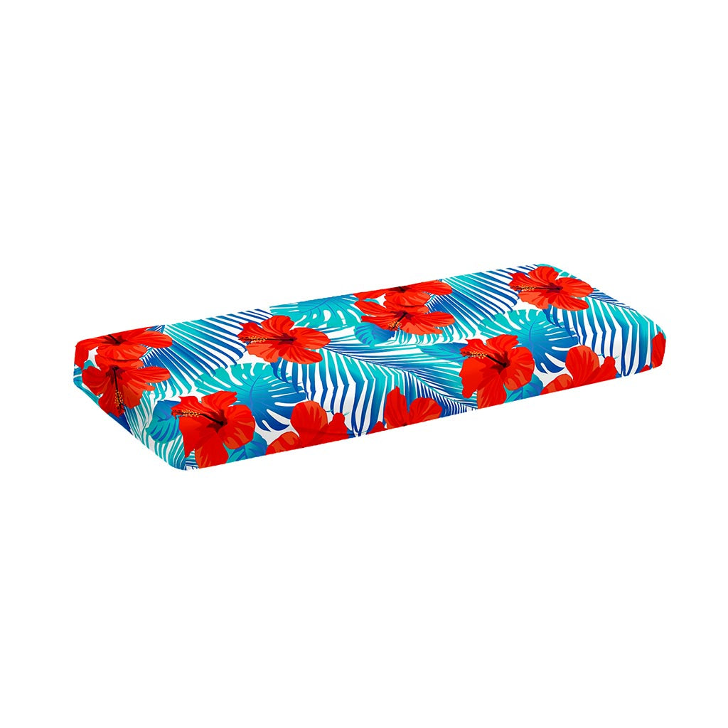 Blue Tropical Hibiscus Pattern Print Piano Keyboard Cover