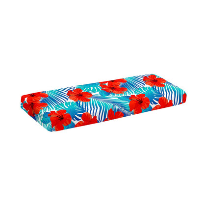 Blue Tropical Hibiscus Pattern Print Piano Keyboard Cover