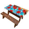 Blue Tropical Hibiscus Pattern Print Picnic Table Cover