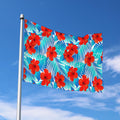 Blue Tropical Hibiscus Pattern Print Polyester Flag