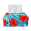 Blue Tropical Hibiscus Pattern Print Rectangle Tissue Box Cover