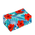 Blue Tropical Hibiscus Pattern Print Rectangle Tissue Box Cover