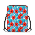 Blue Tropical Hibiscus Pattern Print Rectangular Crossbody Bag