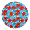 Blue Tropical Hibiscus Pattern Print Round Blanket