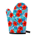 Blue Tropical Hibiscus Pattern Print Single Oven Mitt