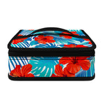 Blue Tropical Hibiscus Pattern Print Small Lunch Bag