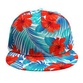 Blue Tropical Hibiscus Pattern Print Snapback Cap