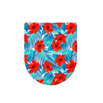Blue Tropical Hibiscus Pattern Print Toilet Lid Cover