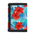 Blue Tropical Hibiscus Pattern Print Trifold Wallet