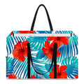 Blue Tropical Hibiscus Pattern Print Utility Tote Bag
