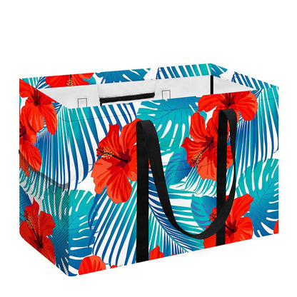 Blue Tropical Hibiscus Pattern Print Utility Tote Bag