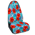 Blue Tropical Hibiscus Pattern Print Waterproof Car Seat Cover