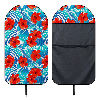 Blue Tropical Hibiscus Pattern Print Waterproof Car Seat Cover