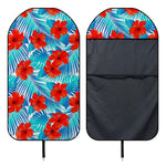 Blue Tropical Hibiscus Pattern Print Waterproof Car Seat Cover