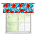 Blue Tropical Hibiscus Pattern Print Window Valance