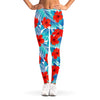 Blue Tropical Hibiscus Pattern Print Women's Leggings