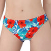 Blue Tropical Hibiscus Pattern Print Women's Panties