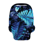 Blue Tropical Leaves Print Baby Seat Cover