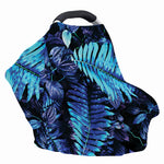 Blue Tropical Leaves Print Baby Seat Cover