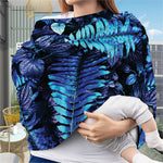 Blue Tropical Leaves Print Baby Seat Cover
