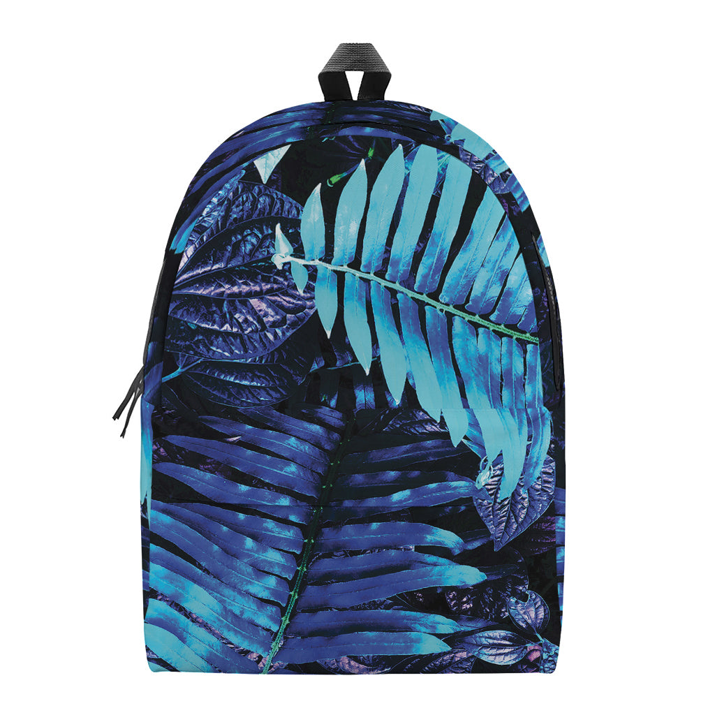 Blue Tropical Leaves Print Backpack