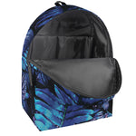 Blue Tropical Leaves Print Backpack