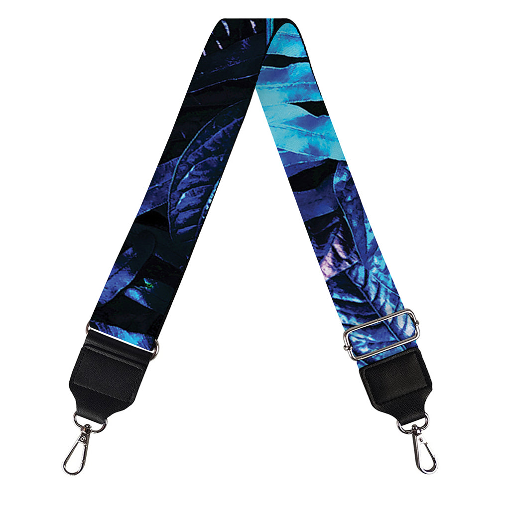 Blue Tropical Leaves Print Bag Strap