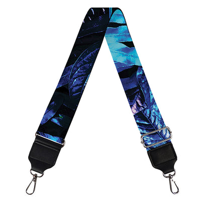 Blue Tropical Leaves Print Bag Strap