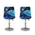 Blue Tropical Leaves Print Bar Stool Covers