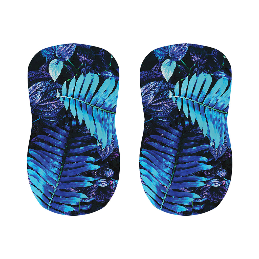 Blue Tropical Leaves Print Bar Stool Covers