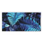 Blue Tropical Leaves Print Beach Towel