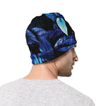 Blue Tropical Leaves Print Beanie