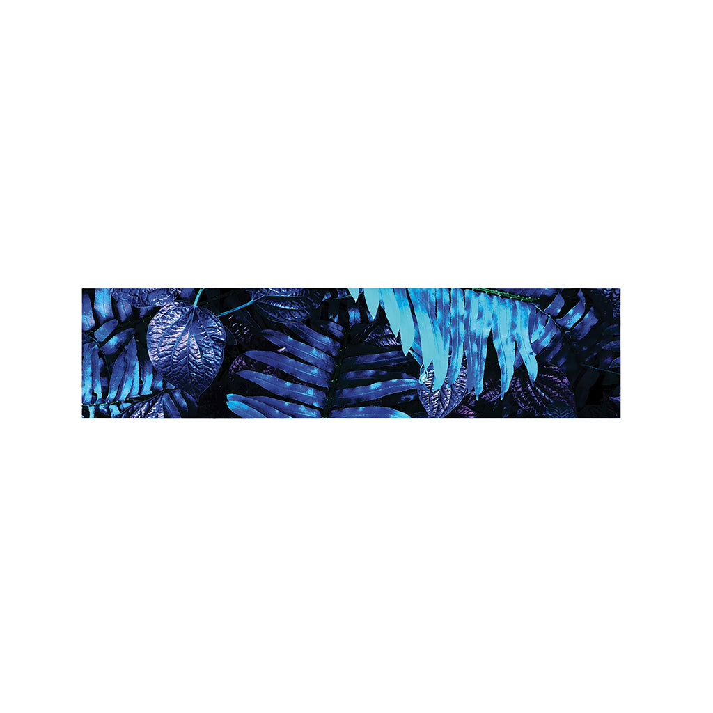 Blue Tropical Leaves Print Bed Runner
