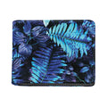 Blue Tropical Leaves Print Bifold Wallet