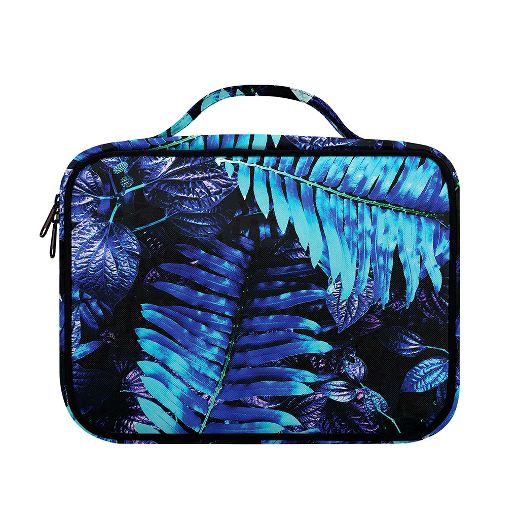 Blue Tropical Leaves Print Briefcase Bible Bag