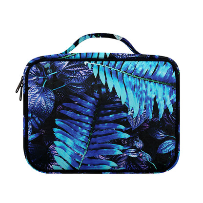 Blue Tropical Leaves Print Briefcase Bible Bag