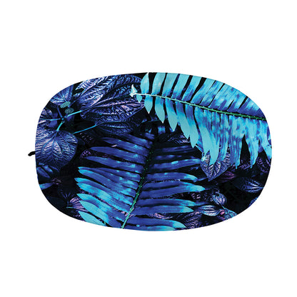 Blue Tropical Leaves Print Car Side Mirror Covers
