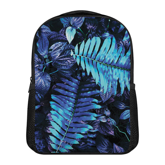 Blue Tropical Leaves Print Casual Backpack