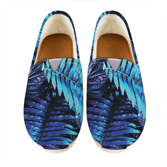 Blue Tropical Leaves Print Casual Shoes