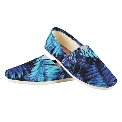 Blue Tropical Leaves Print Casual Shoes